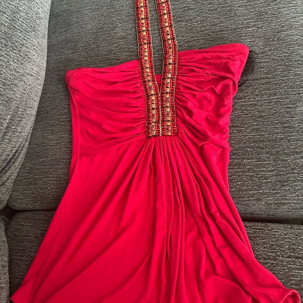 Red Beaded Halter top